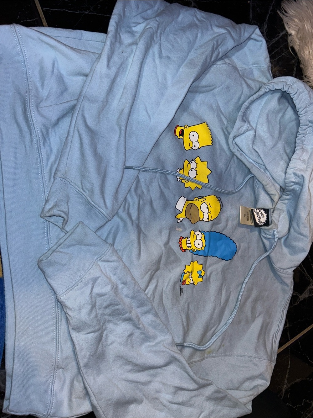 Light Blue Kids Hoodie with The Simpsons Characters